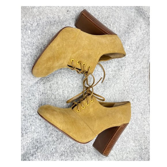 Tory Burch Shoes - Tory Burch Brown Suede Lace Up Heeled Booties Size 8.5